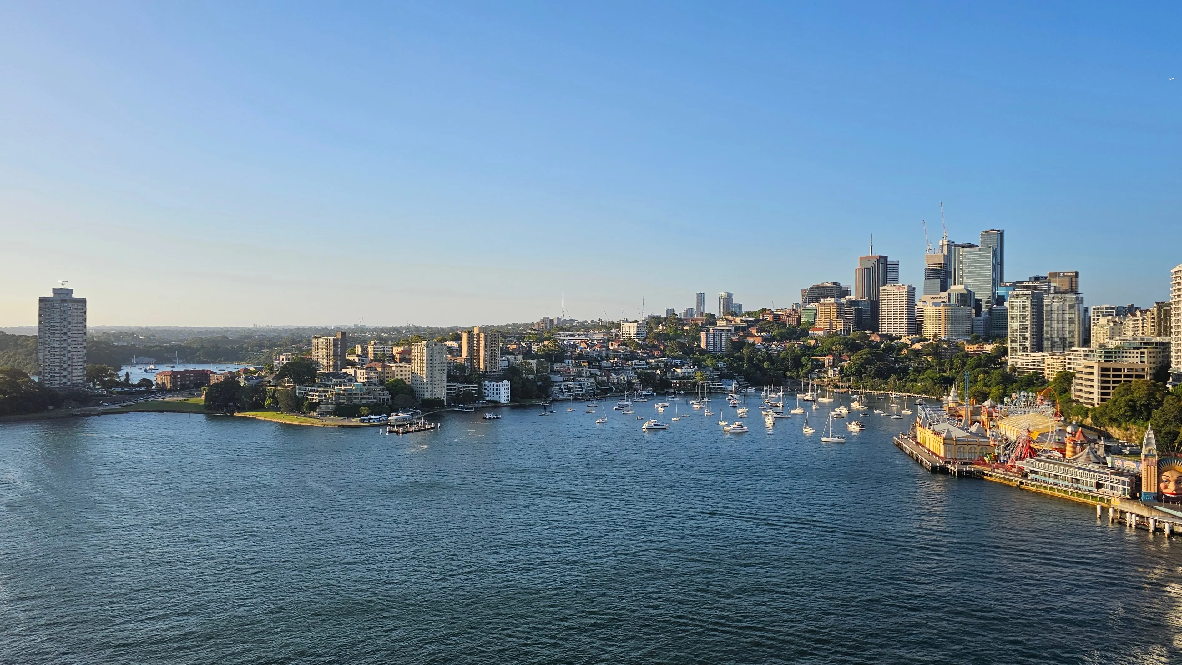 View towards Luna Park from the cycle path over the Harbour Bridge.
